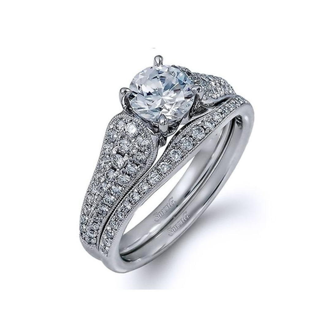 Simon G White Gold Wedding Set (090008)