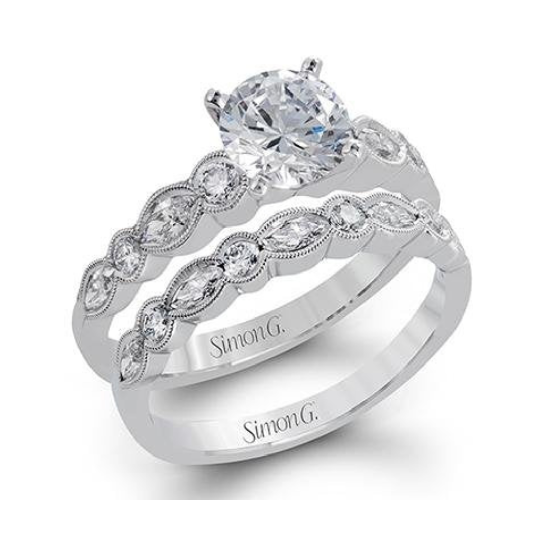 Simon G Platinum Wedding Set (090026)