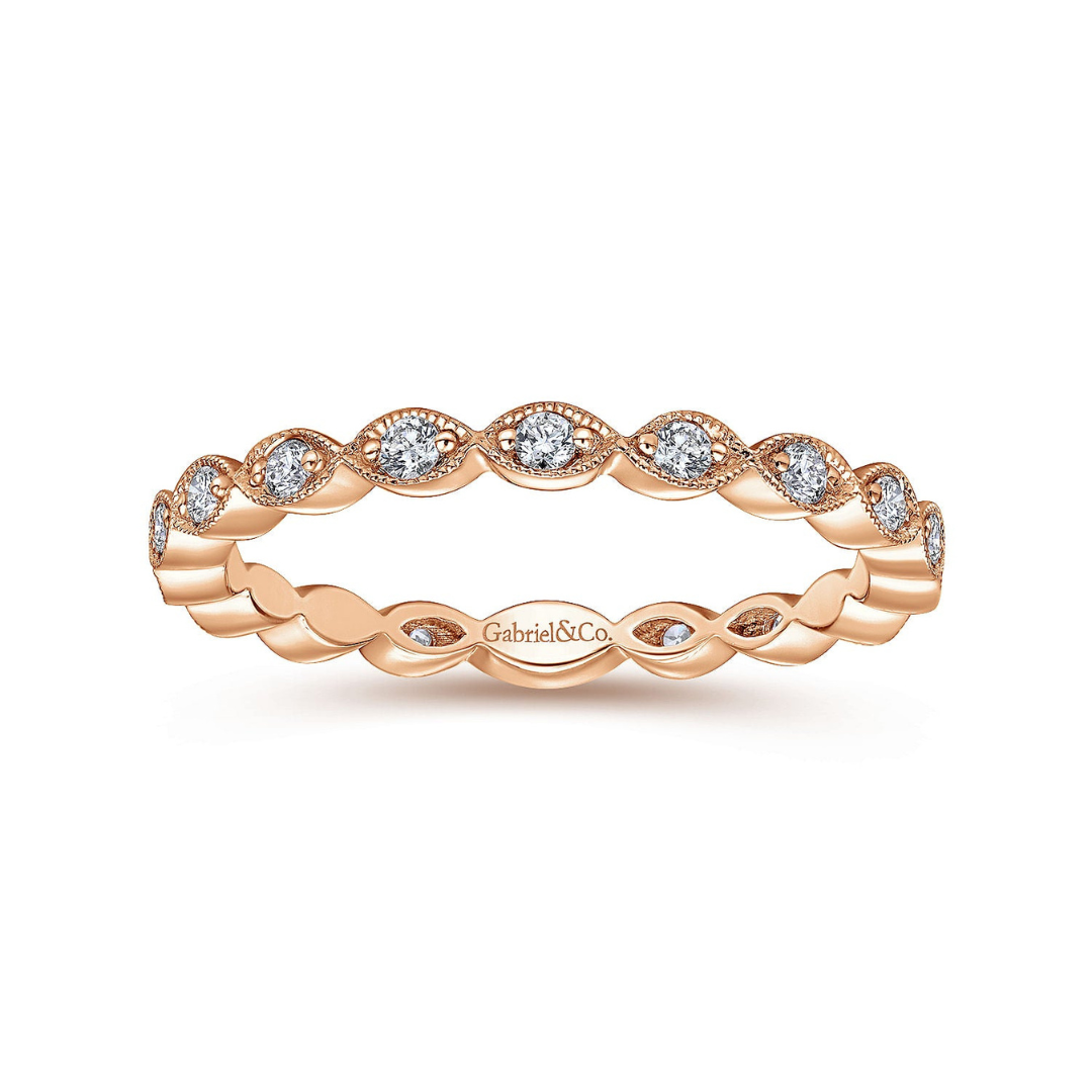 Rose Gold Marquise Station Diamond Stackable Ring (101649)