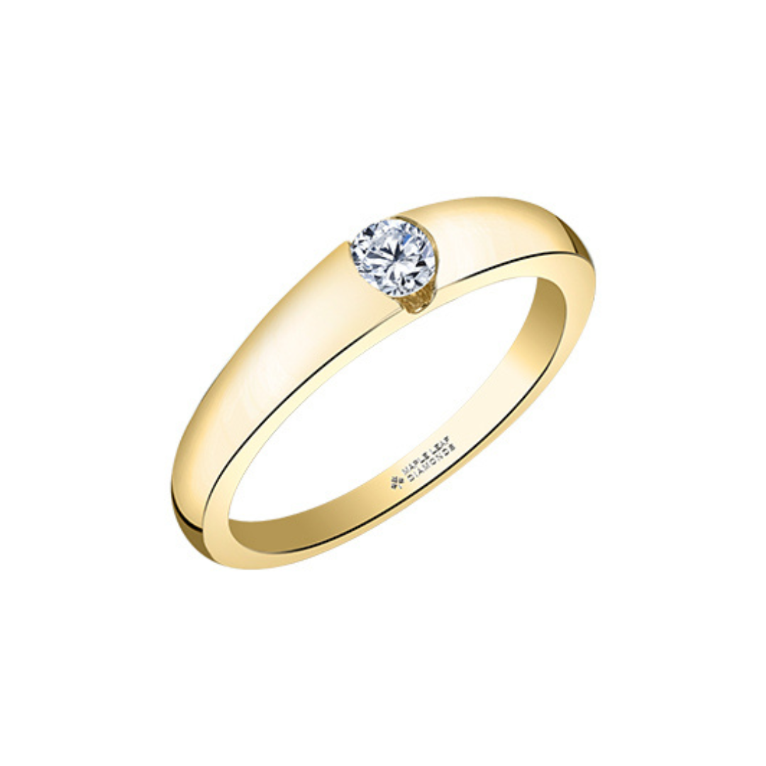 Yellow Gold Bezel Set  Diamond Ring  (126674)