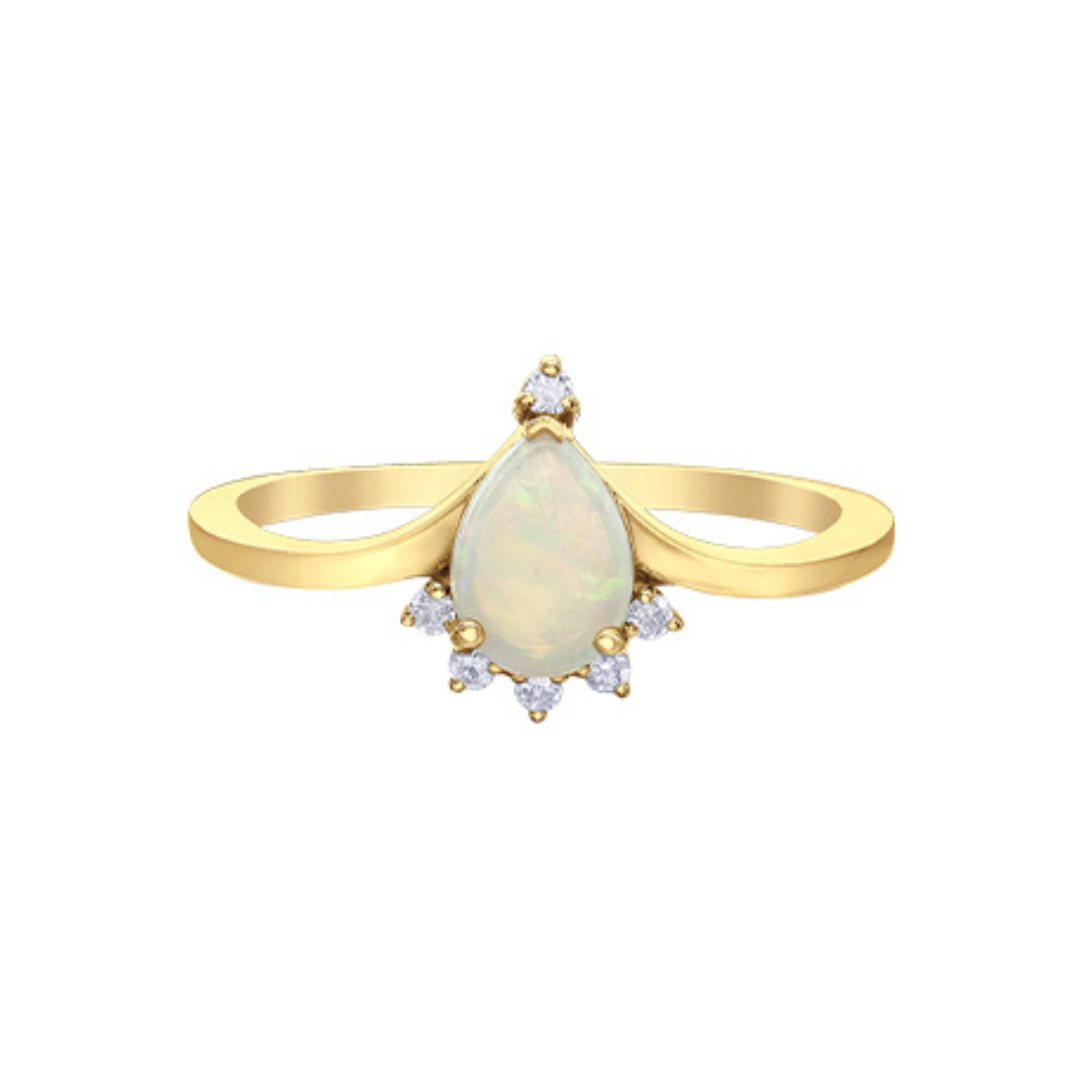 Yellow Gold Opal Diamond Ring (185231)