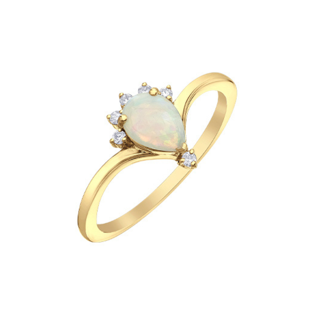 Yellow Gold Opal Diamond Ring (185231)