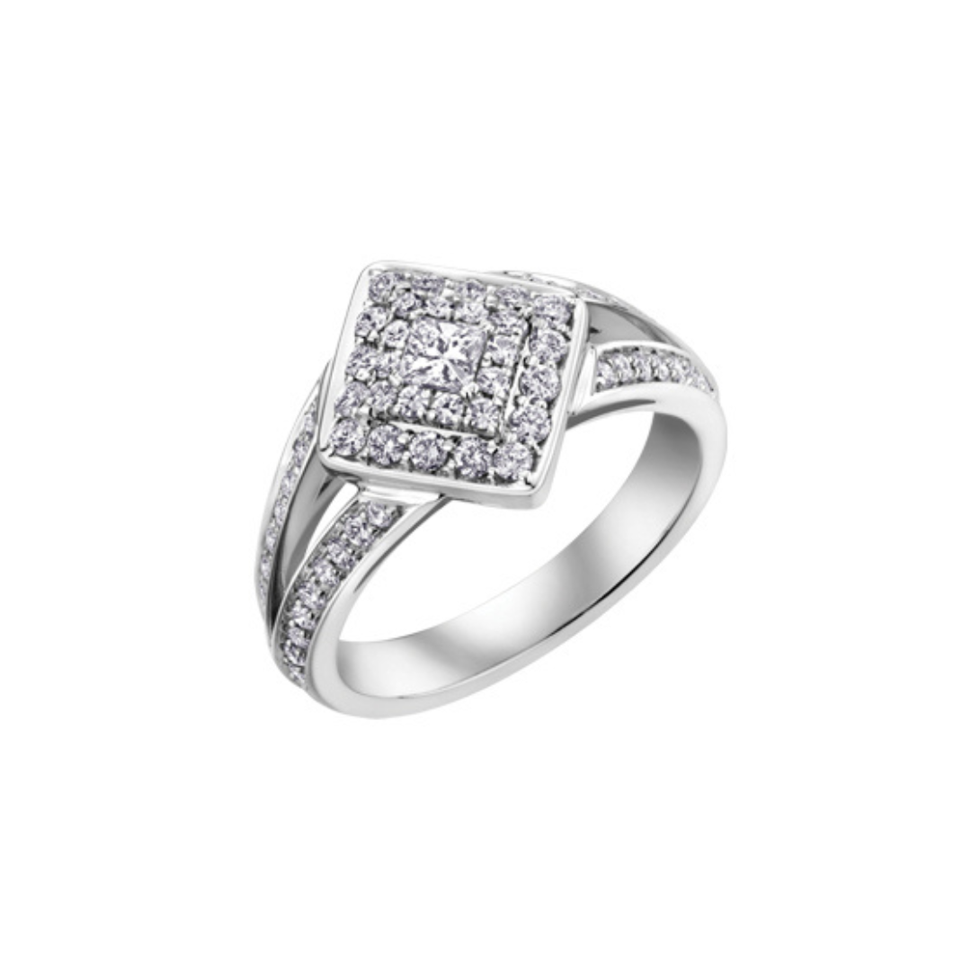 White Gold Wide Diamond Ring (210096)