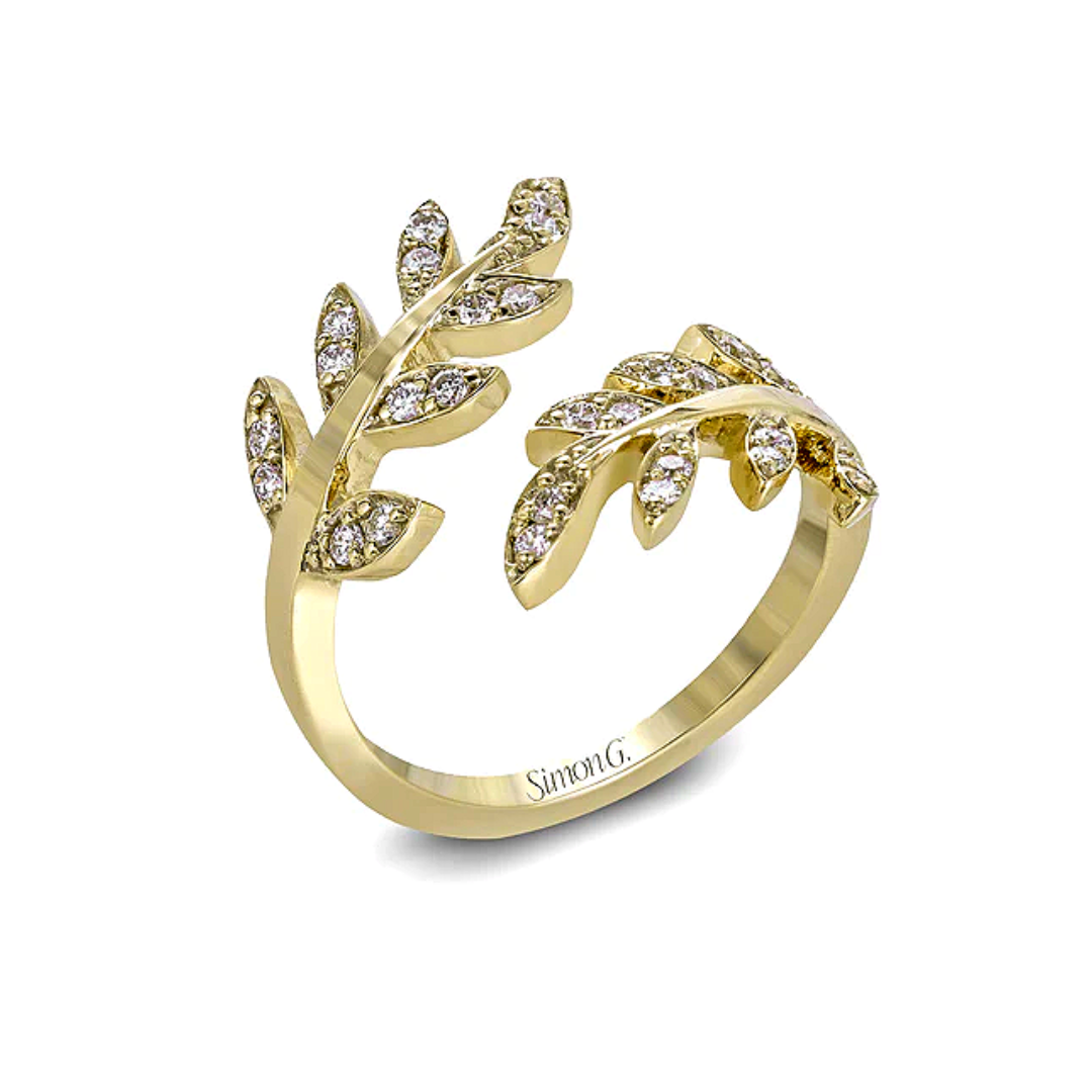 Simon G Yellow Gold Leaf Inspired Ring (211006)