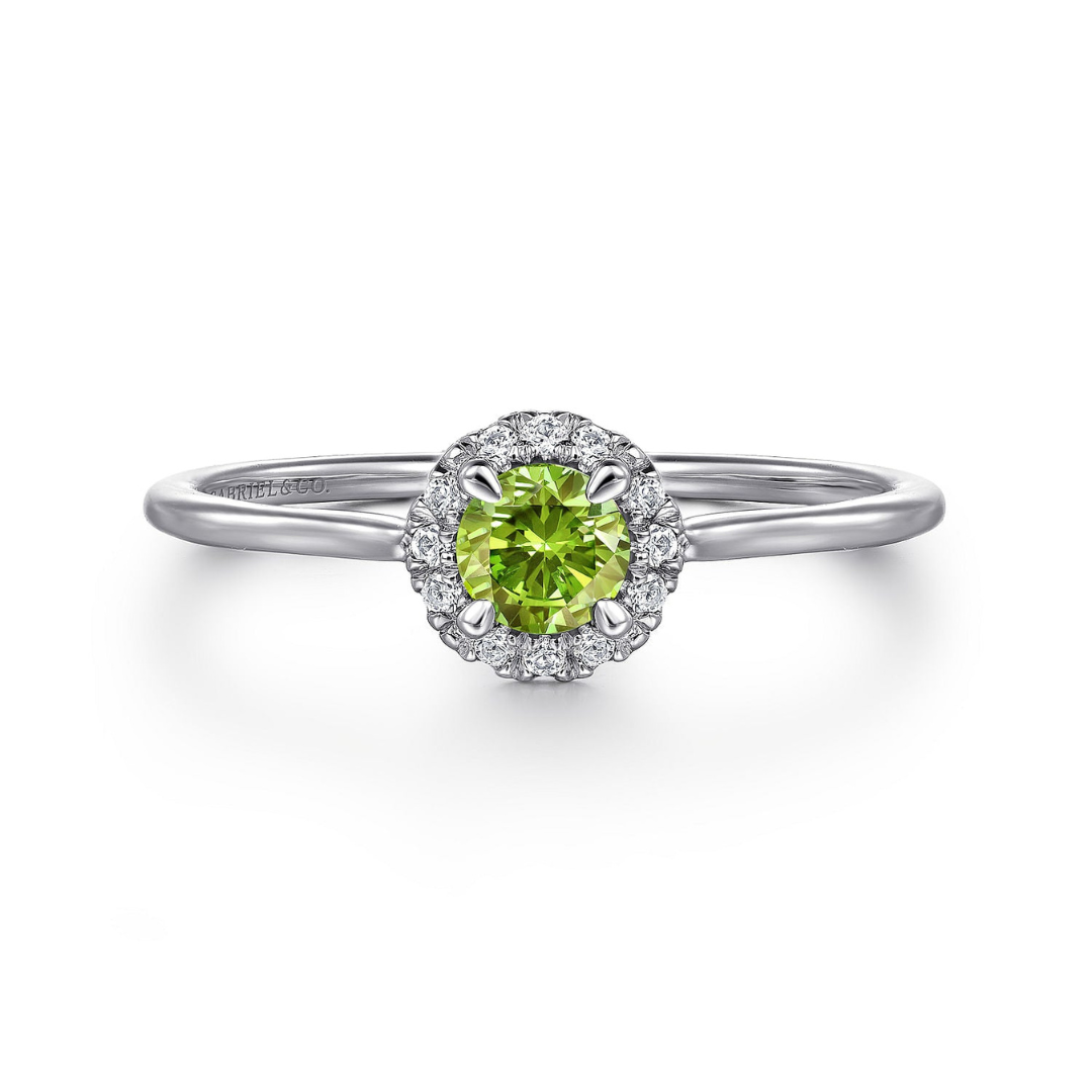 Peridot and Diamond Halo Ring (211011)