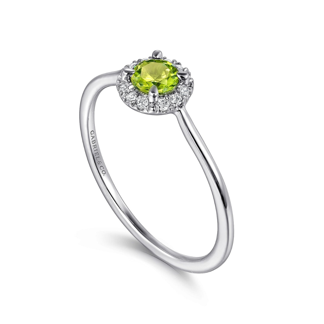 Peridot and Diamond Halo Ring (211011)