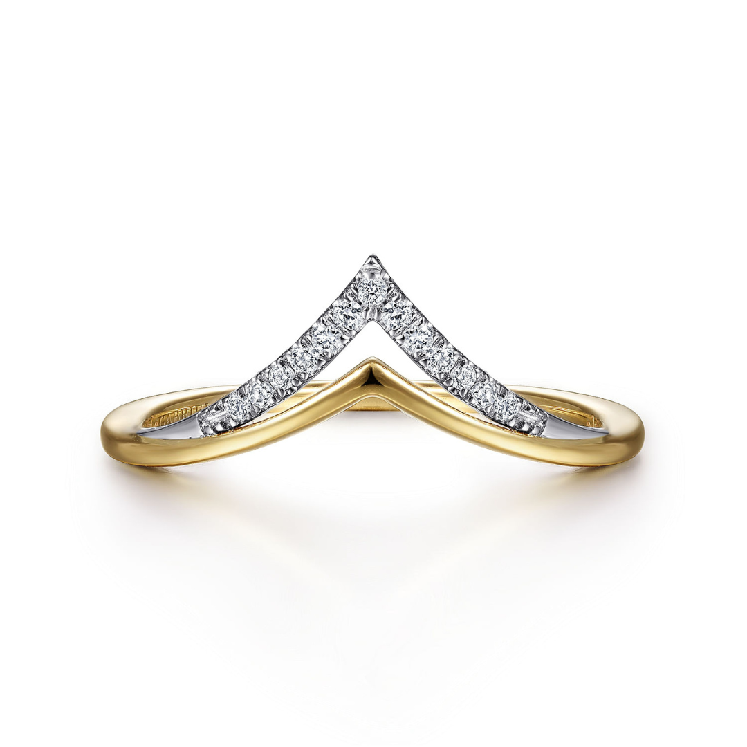 White and Yellow Gold Diamond Chevron Ring (222522)