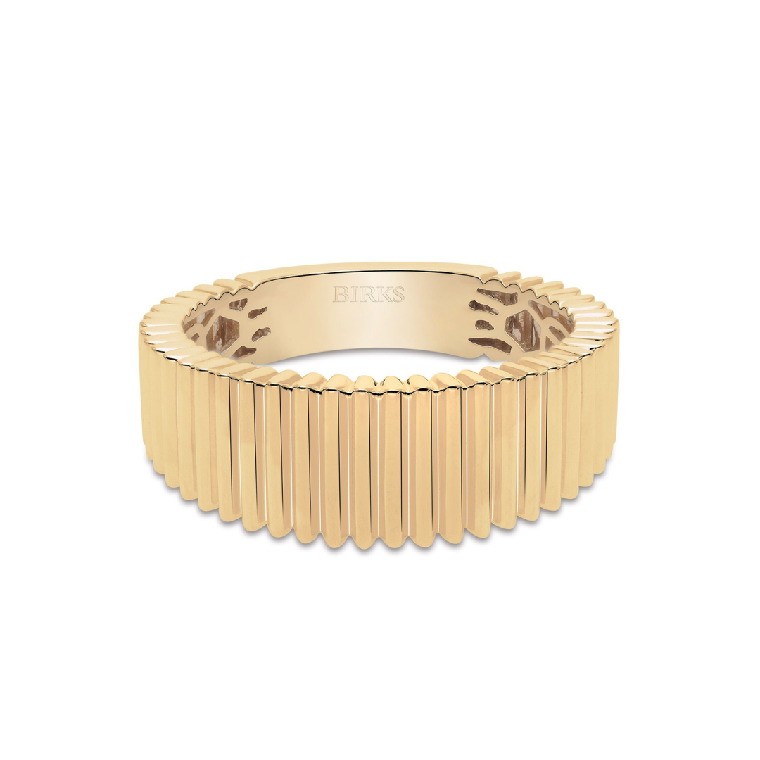 Yellow Gold Pleated Tapered Essentials Ring (223132)