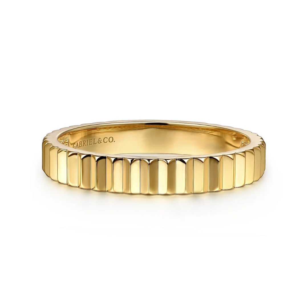 Yellow Gold Diamond Cut Stackable Ring (261552)