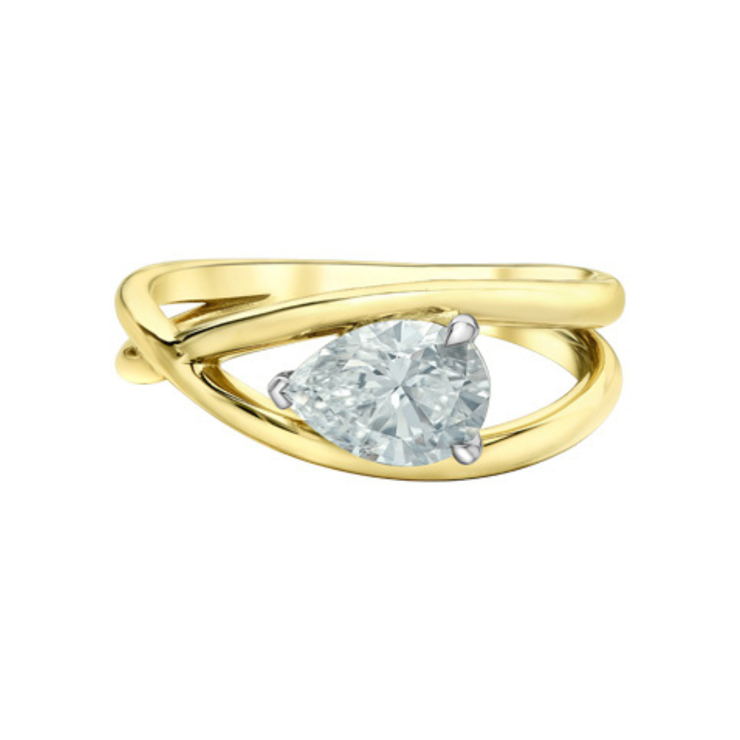 East West Lab Grown Pear Shaped Diamond Ring (320775)