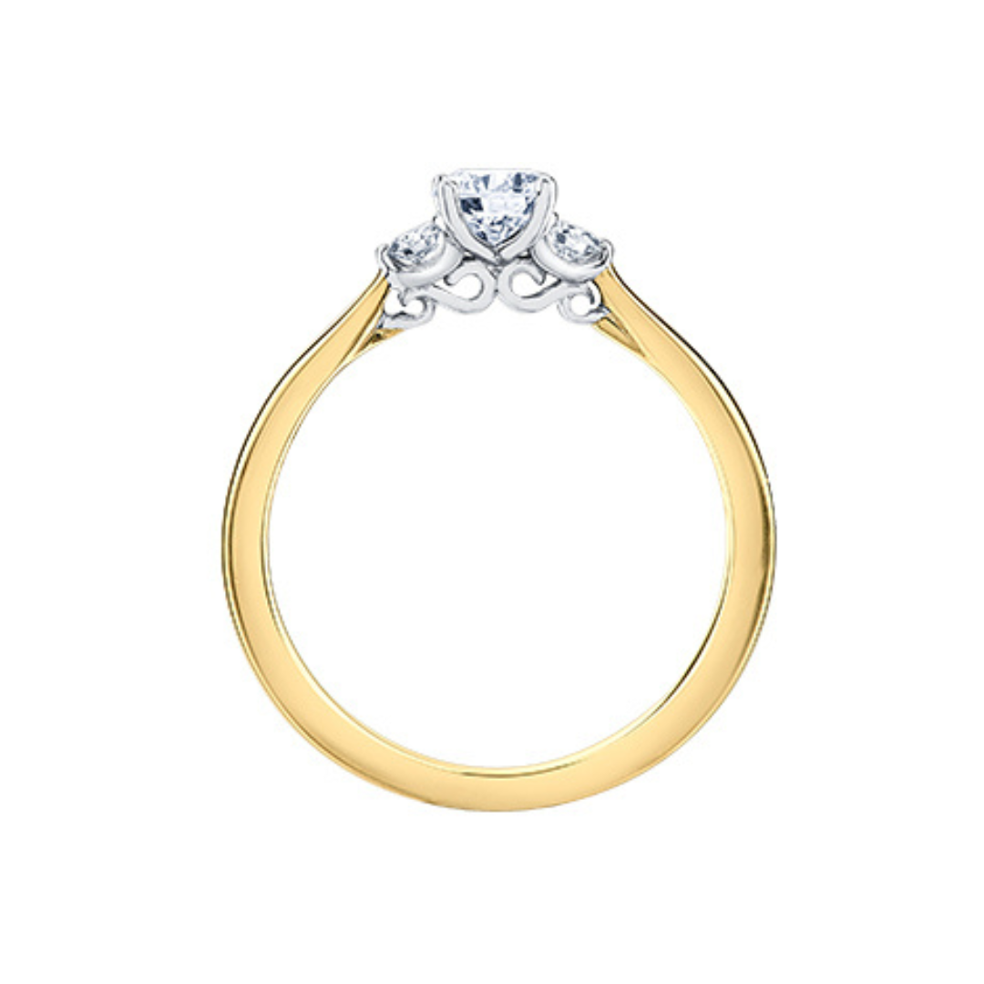 Two Toned  3 Stone Engagement Ring  (413368)