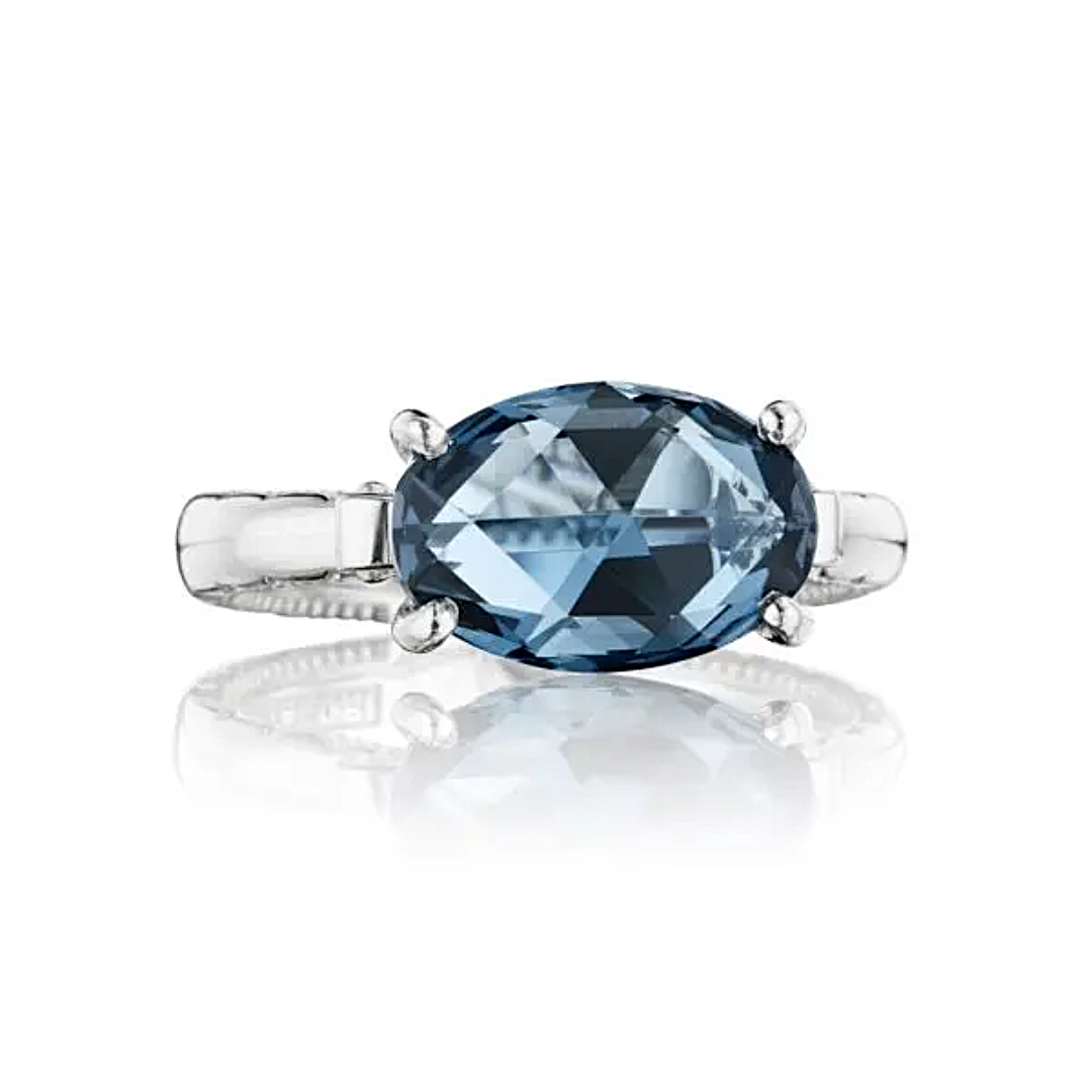 East-West Oval London Blue Topaz Ring (487013)