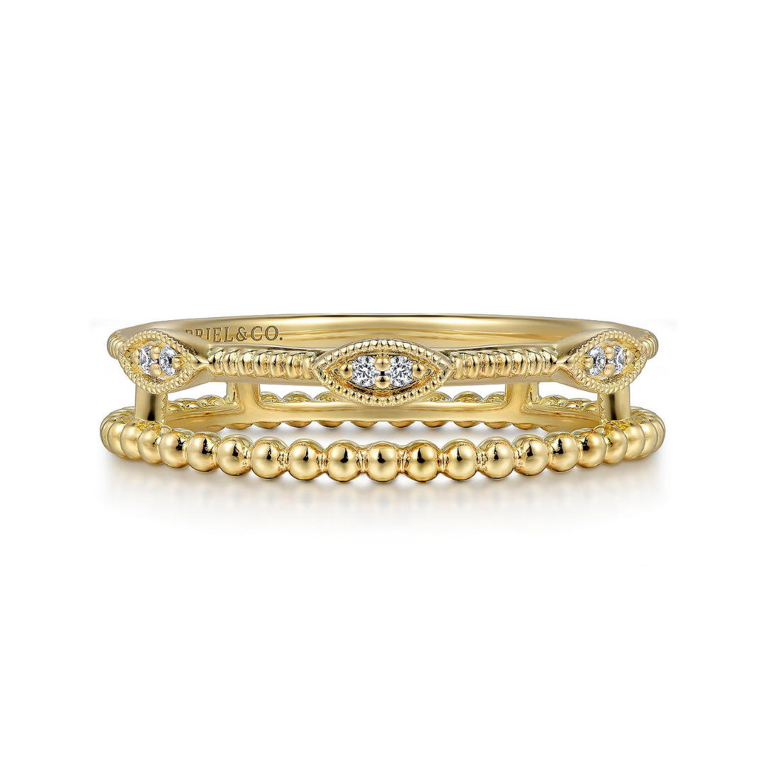 Yellow Gold Diamond Bujukan Marquis Shape Stackable Ring (525215)