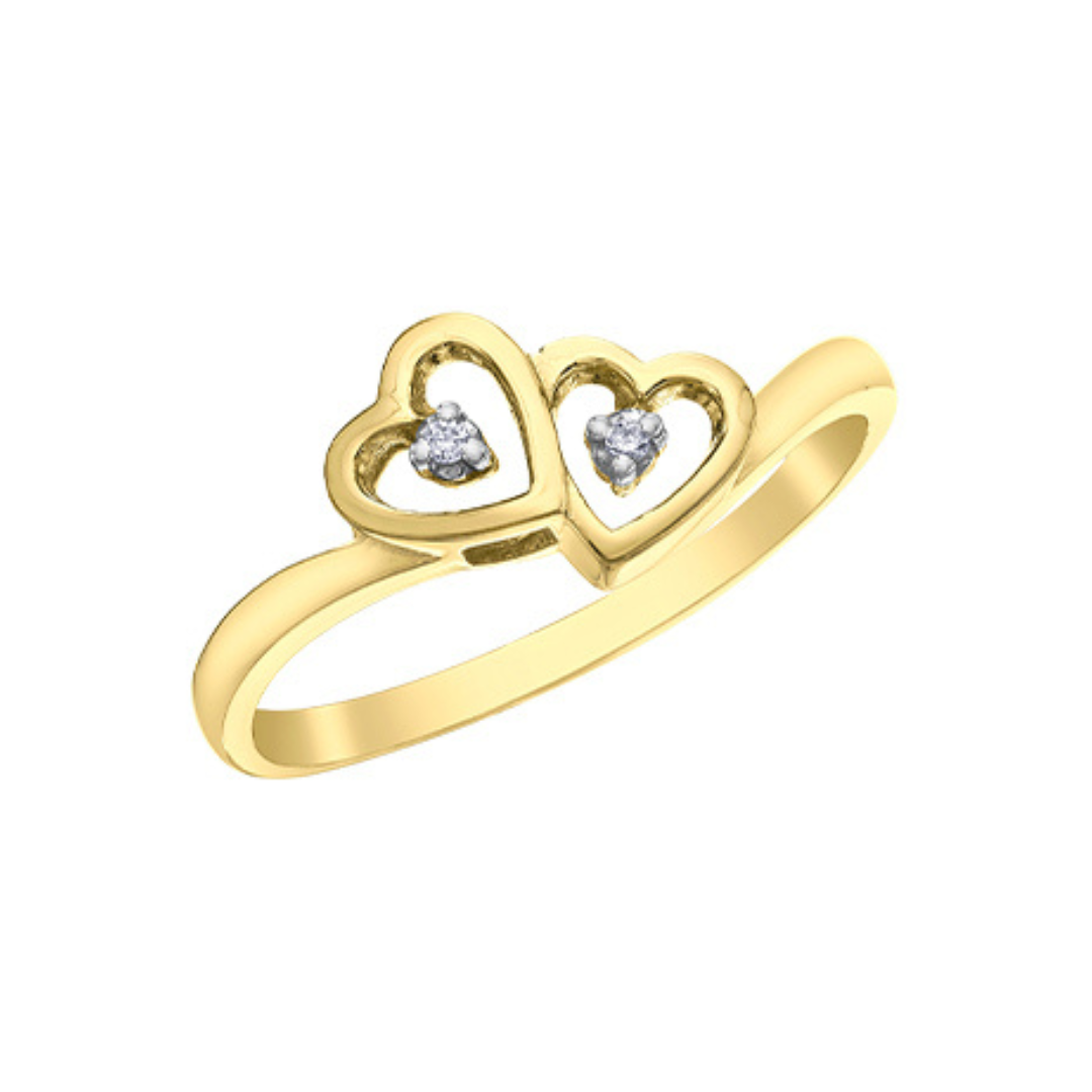 Yellow Gold Double Heart Ring (552446)