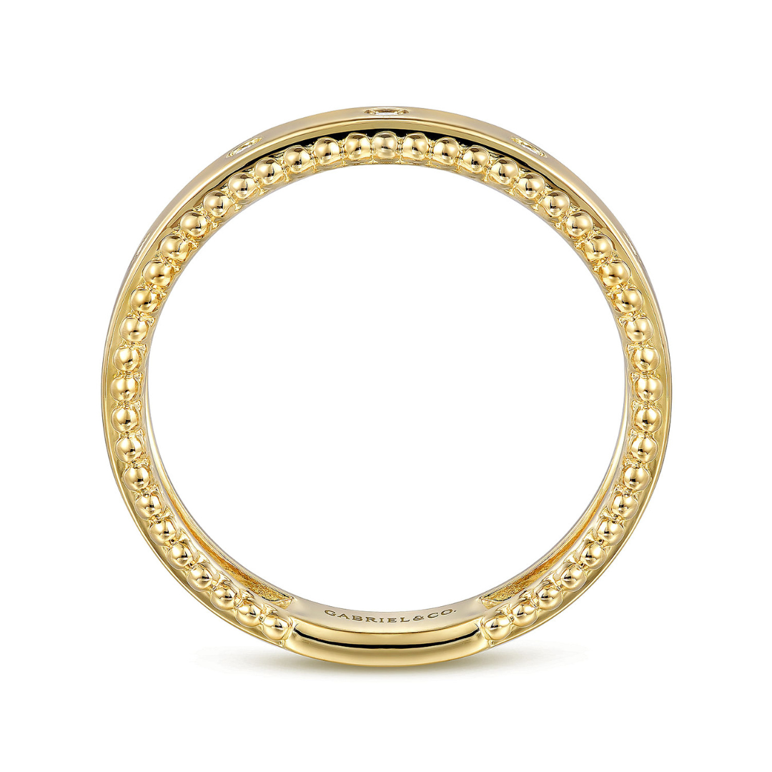 Yellow Gold Bujukan Diamond Bezel Wide Stackable Ring (577305)