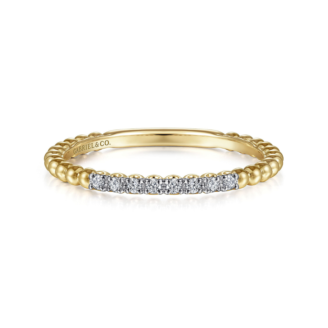 Yellow Gold Bujukan Bead and Diamond Stackable Ring (753226)