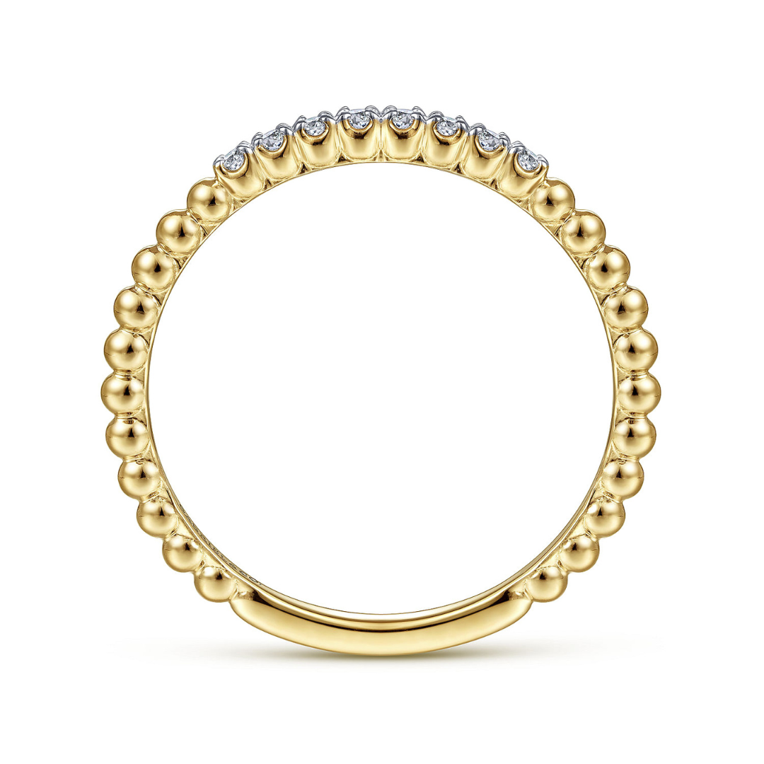 Yellow Gold Bujukan Bead and Diamond Stackable Ring (753226)