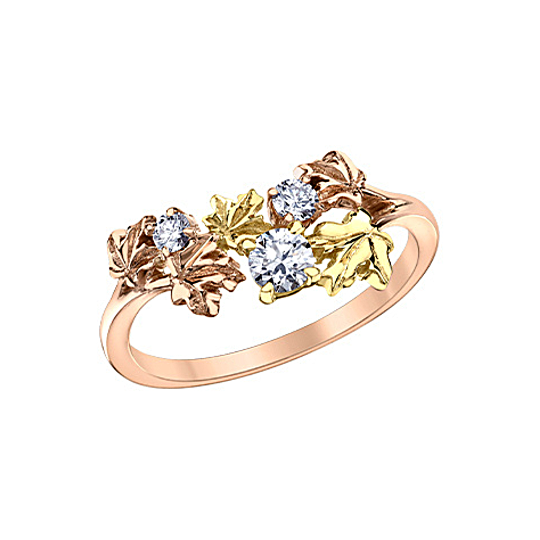 Yellow and Rose Gold Nature Inspired Ring with Diamonds (803936)