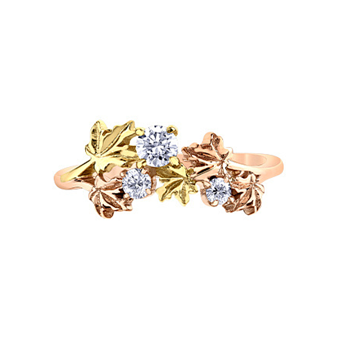 Yellow and Rose Gold Nature Inspired Ring with Diamonds (803936)