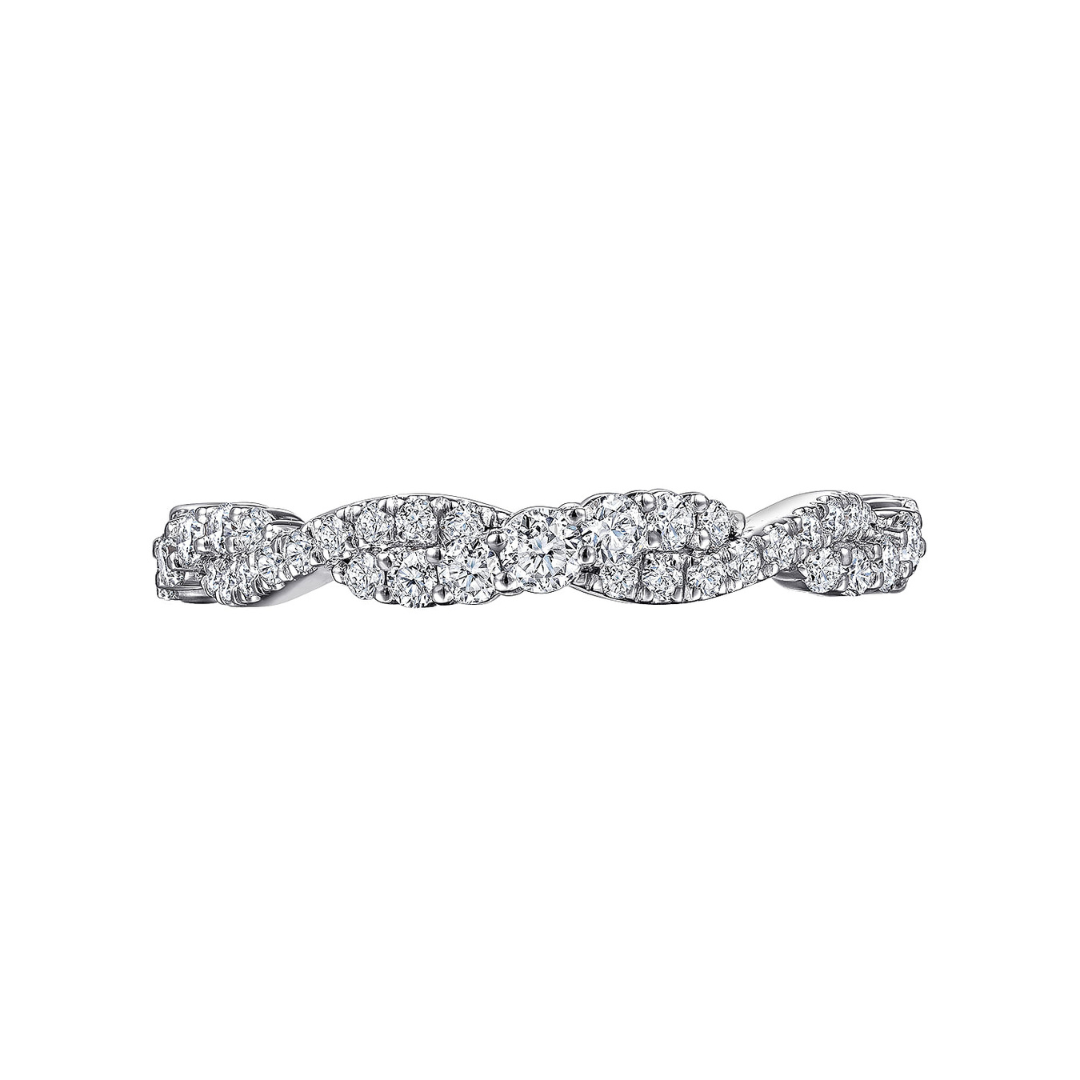 White Gold Twisted Diamond Stackable Ring (943813)