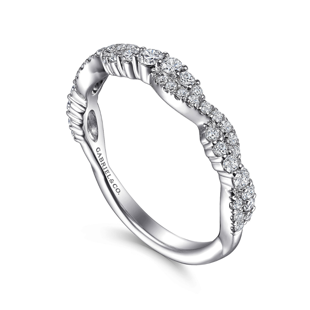 White Gold Twisted Diamond Stackable Ring (943813)