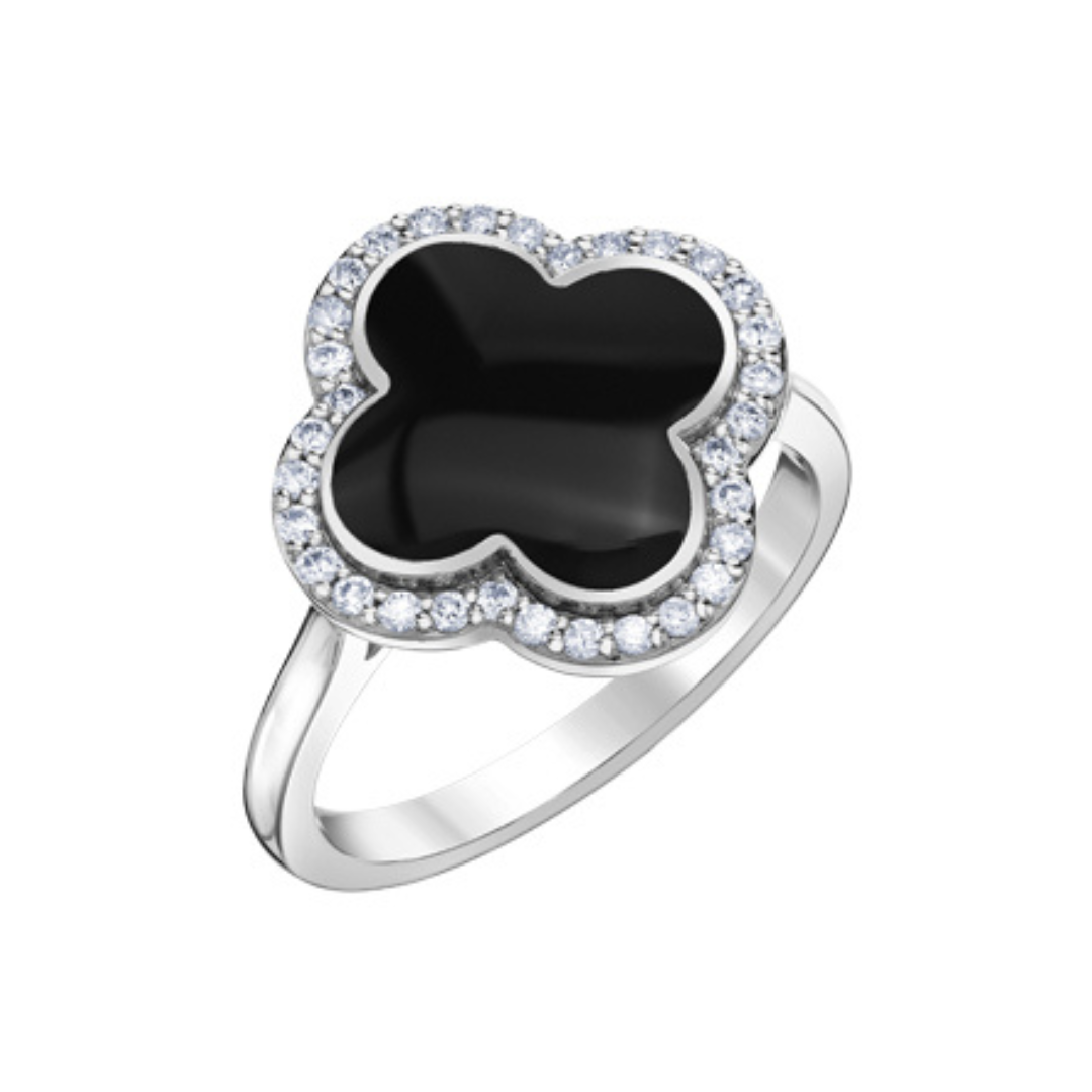 White Gold Black Onyx and Diamond Ring (726418)