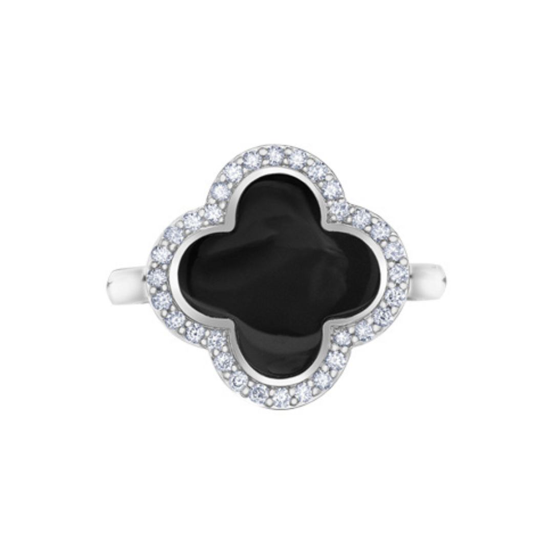 White Gold Black Onyx and Diamond Ring (726418)