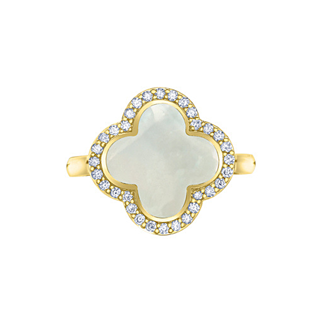 Mother of Pearl Diamond Clover Ring (975492)