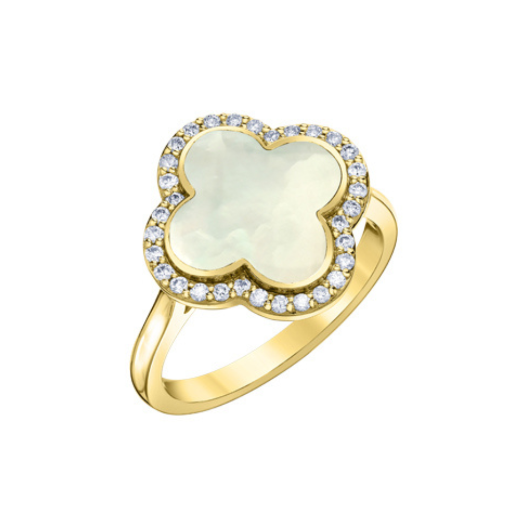 Mother of Pearl Diamond Clover Ring (975492)