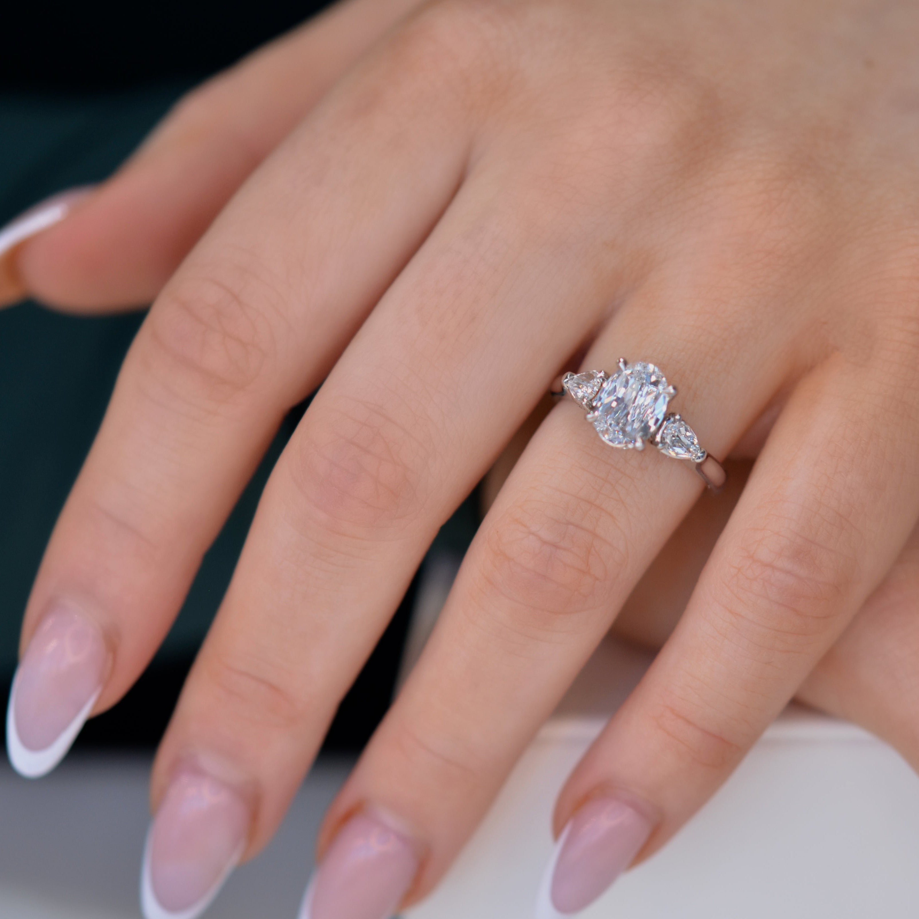 'Neon' Oval Crisscut Lab Grown Diamond Engagement Ring (040712)