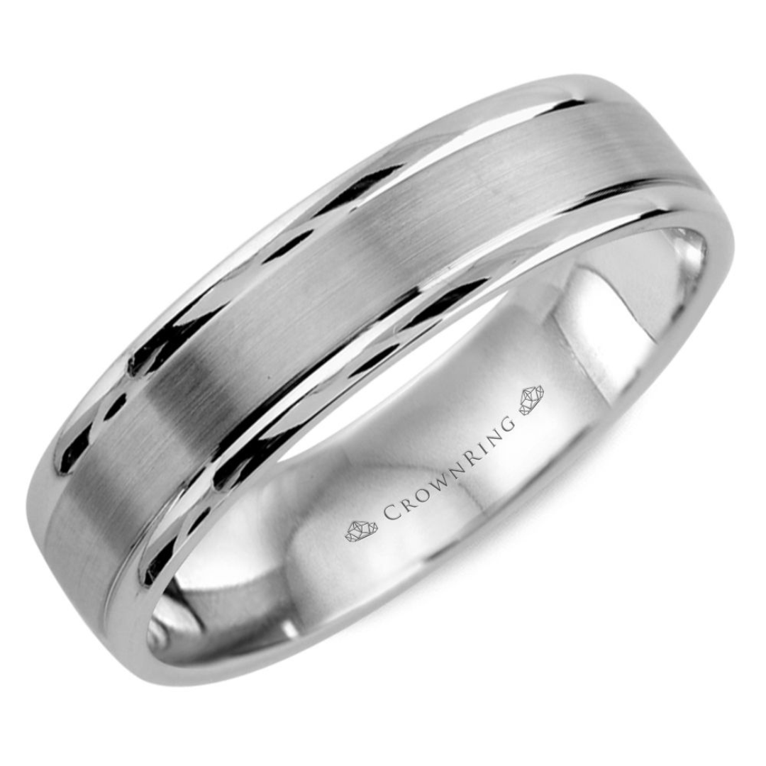 White Gold Satin & High Polish Band (080929)